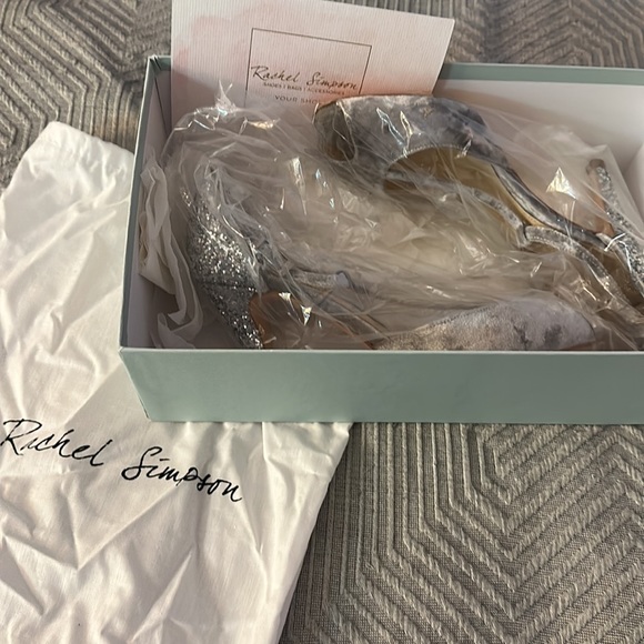 Rachel Simpson Olivia Shoe, Soft Grey Velvet with Sparkled Heel, Size 37 - Picture 6 of 6